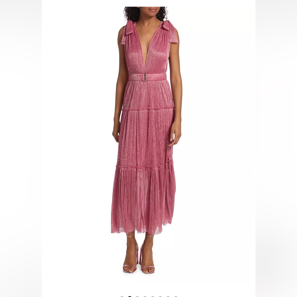 Sabrina Musayev Helena Metallic Dress Pink Size Medium